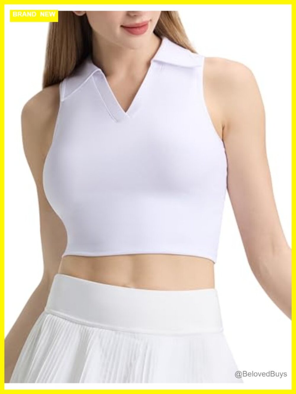 Women's Sleeveless V-Neck Polo Golf Tennis Athletic Crop Tank Top
